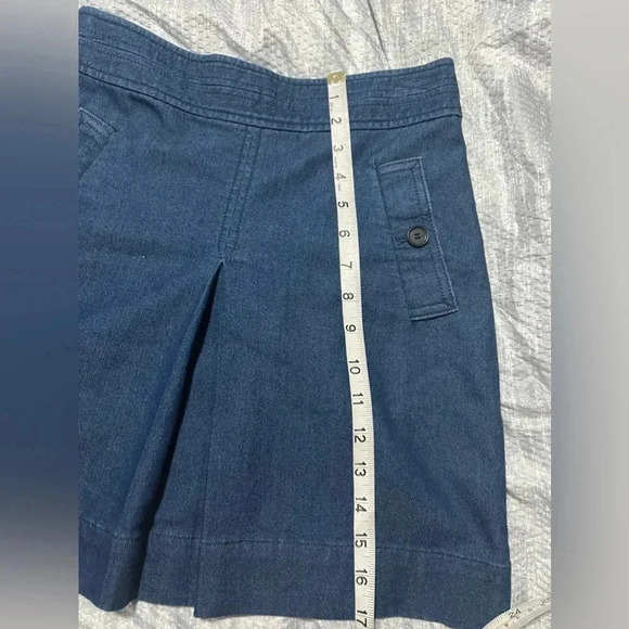 LOFT WOMENS SKIRT BLUE SOFT DENIM CHAMBRAY  PLEATED MINI STRETCHY SIZE 0 - Picture 8 of 8